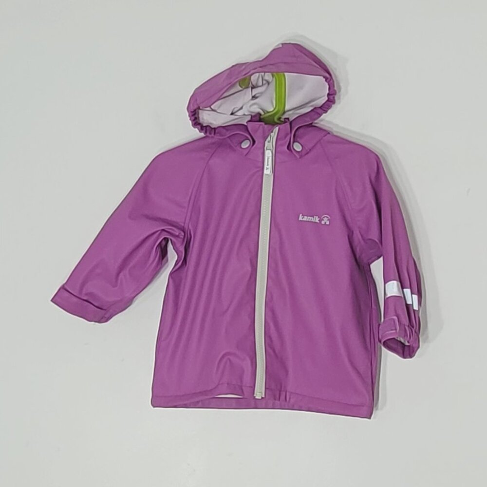 Kamik Kid's Purple Pockets Lightweight & Water-Resistant Hooded Rain Coat Size 2